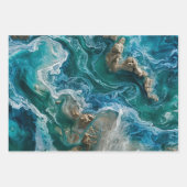 Feuille De Papier Cadeau Océan bleu (Devant)