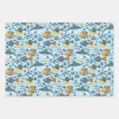 Feuille De Papier Cadeau Océan Bleu Sous La Mer Thème Requins Anniversaire (Devant 2)