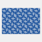 Feuille De Papier Cadeau Ocean Manta Rays Style Polynésien Bleu Blanc (Devant 2)