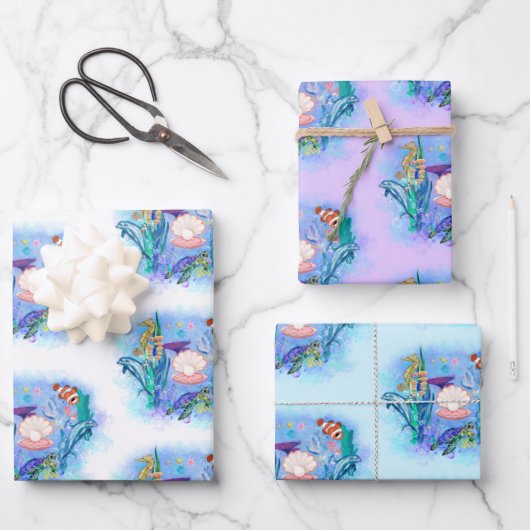 Feuille De Papier Cadeau Ocean Sea Animals (Recto)