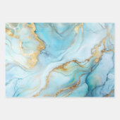 Feuille De Papier Cadeau Oceanic & Gold Marble Luxe Aesthetics (Devant 3)