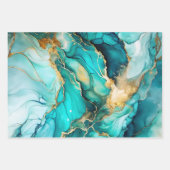 Feuille De Papier Cadeau Oceanic & Gold Marble Luxe Aesthetics (Devant 2)