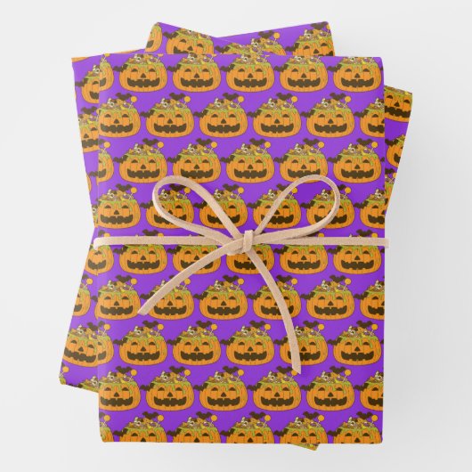 Feuille De Papier Cadeau Octobre Éffrayant Halloween Candy Citrouille (En situation)