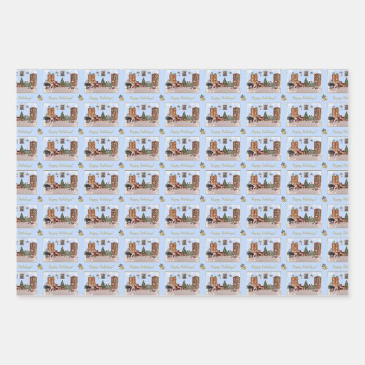 Feuille De Papier Cadeau Ode to The Nutcracker Ballet Blue (Devant)