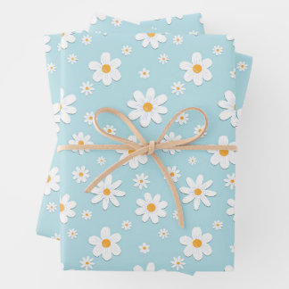Feuille De Papier Cadeau oeil de boeuf blanc fleur marguerite sans couture 