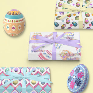 Feuille De Papier Cadeau Oeufs de Pâques