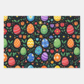 Feuille De Papier Cadeau Œufs de Pâques et Fleurs Arc-en-ciel (Devant 3)