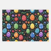 Feuille De Papier Cadeau Œufs de Pâques et Fleurs Arc-en-ciel (Devant)