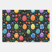 Feuille De Papier Cadeau Œufs de Pâques et Fleurs Arc-en-ciel (Devant)