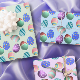 Feuille De Papier Cadeau Oeufs de Pâques, Oeufs de Coloration, Printemps, F