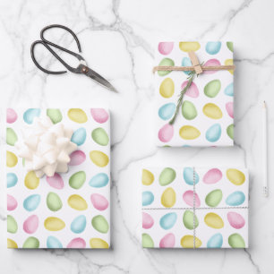 Feuille De Papier Cadeau Œufs de Pâques Pastel Motif Aquarelle Coloré