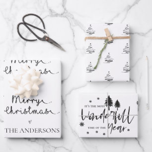 Feuille De Papier Cadeau Offre cadeau de Noël minimaliste Noir noir