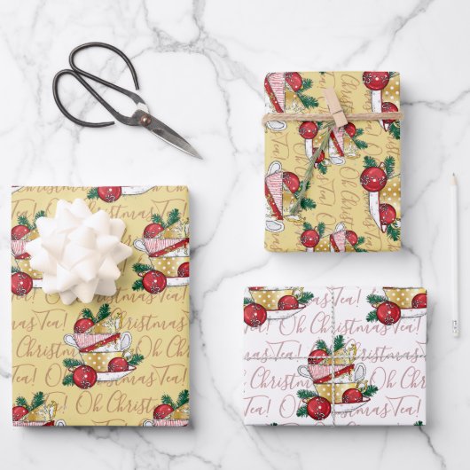 Feuille De Papier Cadeau Oh Christmas Tea ! (Recto)