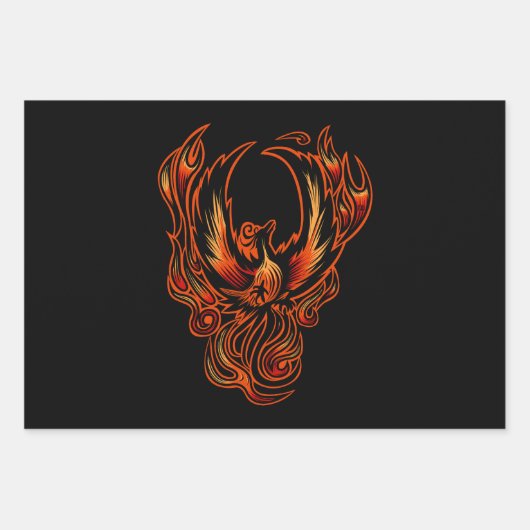 Feuille De Papier Cadeau Oiseau De Feu (Devant)