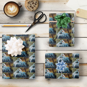 Feuille De Papier Cadeau Oiseau de héron bleu