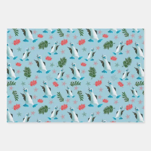 Feuille De Papier Cadeau Oiseau Oiseau Plat Bleu (Devant 3)