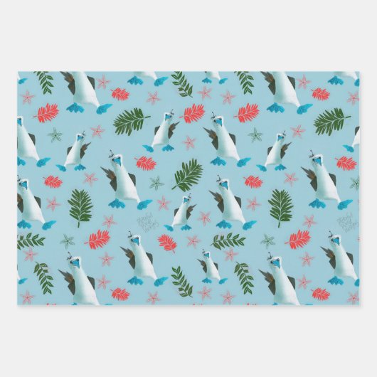 Feuille De Papier Cadeau Oiseau Oiseau Plat Bleu (Devant 2)