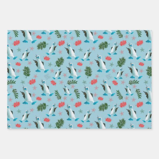 Feuille De Papier Cadeau Oiseau Oiseau Plat Bleu (Devant)