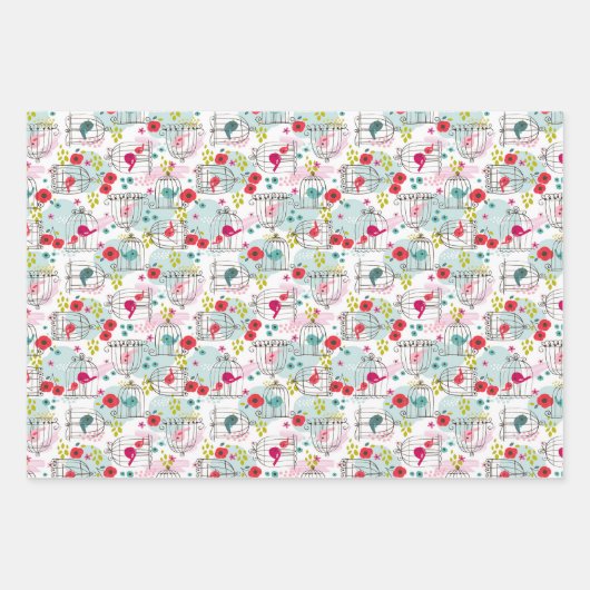 Feuille De Papier Cadeau Oiseaux (Devant)