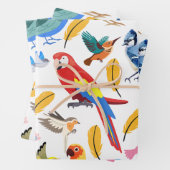 Feuille De Papier Cadeau Oiseaux colorés (En situation)