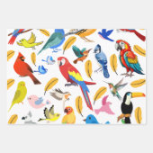 Feuille De Papier Cadeau Oiseaux colorés (Devant)