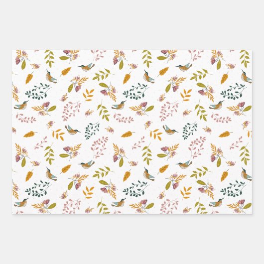 Feuille De Papier Cadeau Oiseaux colorés (Devant 3)