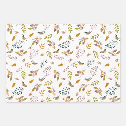 Feuille De Papier Cadeau Oiseaux colorés (Devant 2)