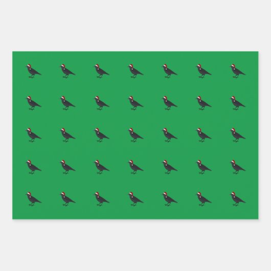 Feuille De Papier Cadeau Oiseaux de Noël (Devant)