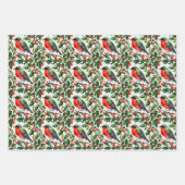 Feuille De Papier Cadeau Oiseaux de Noël (Devant 3)