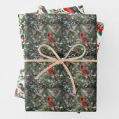 Feuille De Papier Cadeau Oiseaux de Noël (En situation)