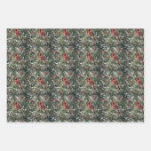 Feuille De Papier Cadeau Oiseaux de Noël (Devant)