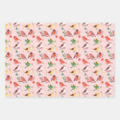 Feuille De Papier Cadeau Oiseaux de Noël d'hiver (Devant 3)