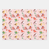Feuille De Papier Cadeau Oiseaux de Noël d'hiver (Devant 2)
