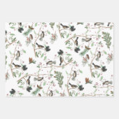 Feuille De Papier Cadeau Oiseaux de poulet Baies et Pinecones Aquarelle (Devant)