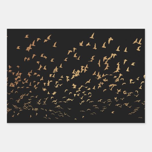 Feuille De Papier Cadeau Oiseaux élégants d'un Mariage de plume (Devant 3)