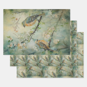 Feuille De Papier Cadeau Oiseaux forestiers de printemps des terres fécales