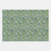 Feuille De Papier Cadeau Oiseaux libellules Bleu Fermes Découpage (Devant 3)