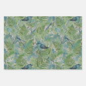 Feuille De Papier Cadeau Oiseaux libellules Bleu Fermes Découpage (Devant 2)