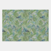 Feuille De Papier Cadeau Oiseaux libellules Bleu Fermes Découpage (Devant)