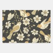 Feuille De Papier Cadeau Oiseaux sauvages et fleurs Nature (Devant 2)