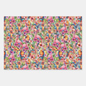 Feuille De Papier Cadeau Oiseaux tropicaux et fleurs (Devant 2)