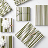 Feuille De Papier Cadeau Olive Green et Yellow Barcode Stripes Giftwrap