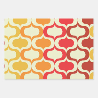 Feuille De Papier Cadeau Ombre Ogee Motif en Orange, Tangerine et Rouge