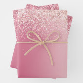 Feuille De Papier Cadeau Ombre Parties scintillant rose fille (En situation)