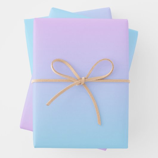Feuille De Papier Cadeau Ombré rose et turquoise (En situation)