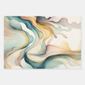 Feuille De Papier Cadeau ondes d'aquarelle Abstraites. Mouvement de flux mo (Devant)