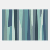 Feuille De Papier Cadeau Ondes océaniques géométriques bleues (Devant)