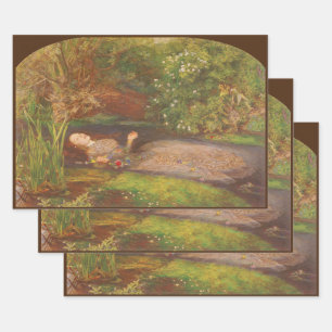 Feuille De Papier Cadeau Ophelia par Millais, Art fin victorien vintage