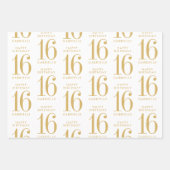 Feuille De Papier Cadeau Or Blanc Personnalisé Age (Devant 3)