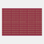 Feuille De Papier Cadeau or de Noël & motif de dentelle antique bordeaux (Devant 2)